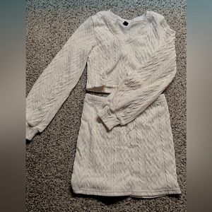 Skirt + Long Sleeve Crop Top Two-Piece